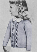 Girls Sweater with Patterned Border Knitting Pattern 1-3