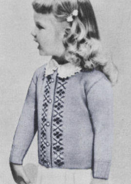 Girls Sweater with Patterned Border Knitting Pattern 1-3