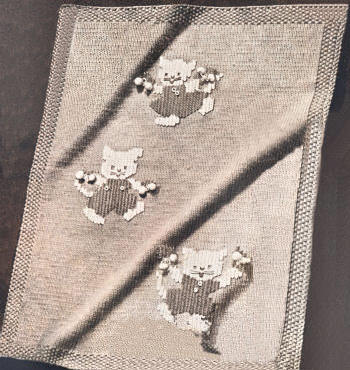 Kittens Baby Blanket Knitting & Embroidery Pattern