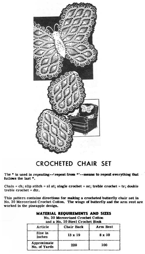 Pineapple Butterfly Chair Set Crochet Pattern