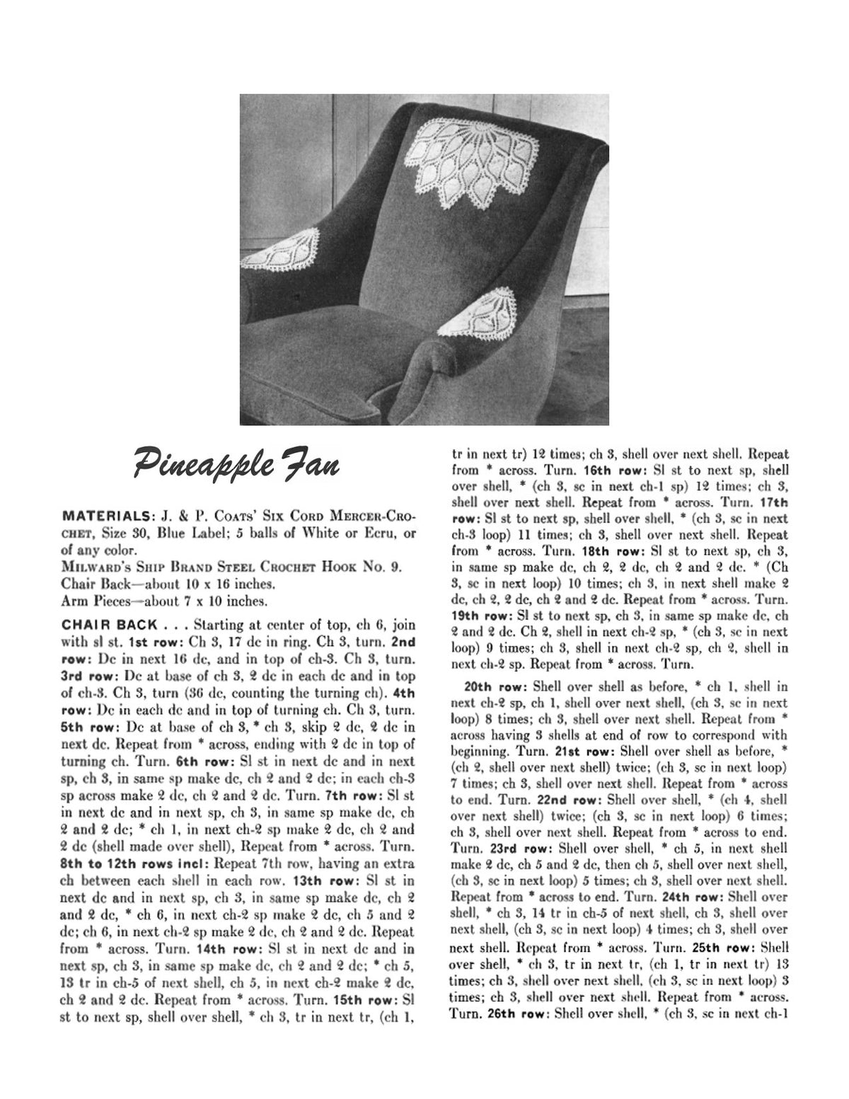 Pineapple Fan Chair Set Crochet Pattern