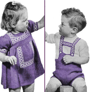 Boys Sweater & Shorts and Girls Dress Knitting Pattern 2-4