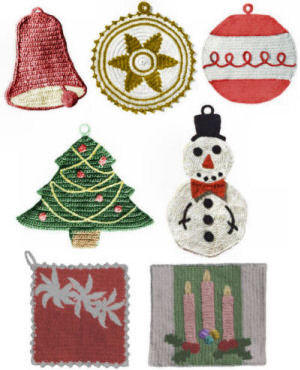 Lot 7 Christmas Trivets or Pot Holders Crochet Patterns