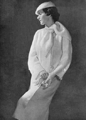 Long Coat and Beret Knitting Pattern 34-38