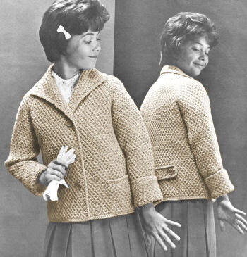 Girls Boxy Jacket Knitting Pattern Sz 6-12