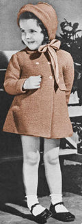 Girls Double-Breasted Coat & Bonnet Crochet Pattern Sz 2