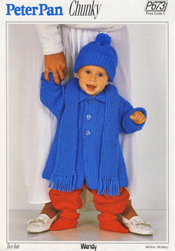 Coat, Hat & Scarf Baby & Children Knitting Pattern Sz 12 mos-4 yrs