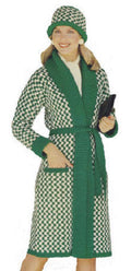 Tweed Design Long Coat & Hat Crochet Pattern 32-42