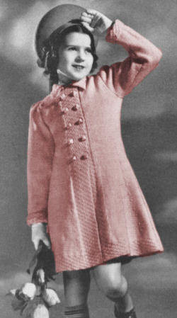 Girls Double-Breasted Coat Knitting Pattern Sz 6-12