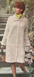 Cable Stitch Long Coat Knitting Pattern 37-40