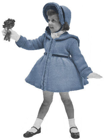 Girls Coat & Hat Knitting Pattern Sz 2-4