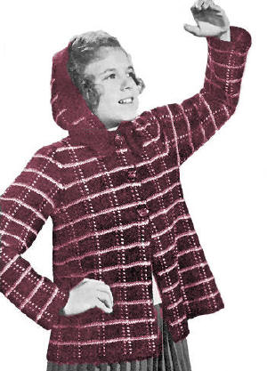 Girls Jacket with Hood Knitting Pattern Sz 8-12