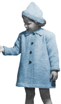 Girls Coat and Hat Knitting Pattern Sz 2-6