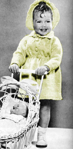 Girls Coat and Bonnet Knitting Pattern Sz 1-3