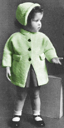 Girls Coat and Bonnet Knitting Pattern Sz 1-3