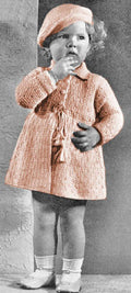 Girls Coat and Beret Knitting Pattern Sz 2-6