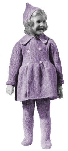 Girls Coat, Hat & Leggings Knitting Pattern Sz 4
