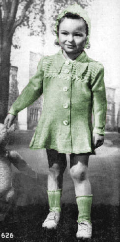Girls Coat, Hat6 & Socks Knitting Pattern Sz 4