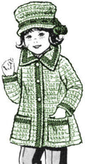 Girls Coat & Hat Set Crochet Pattern Sz 4-10