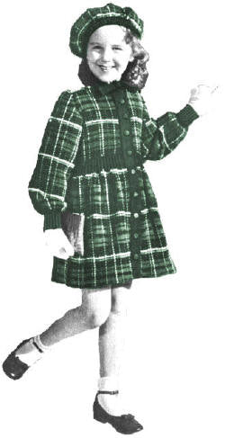 Girls Coat & Tam Knitting Pattern Sz 4-8