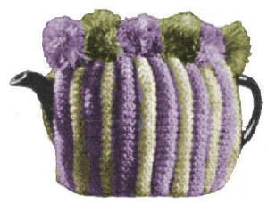Two-Tone Stripe Tea Cozy with Tassels Knitting Pattern