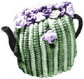 Two-Tone Stripe Tea Cozy with Flowers Knitting Pattern