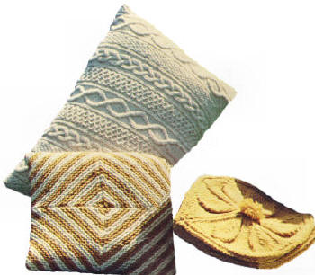 Aran, Round & Square Cushion Covers Knitting Pattern