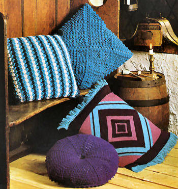 Four Decorative Cushion Covers Knitting Crochet Pattern
