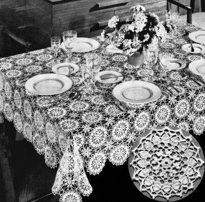 Dance of the Flowers Motif Tablecloth Crochet Pattern