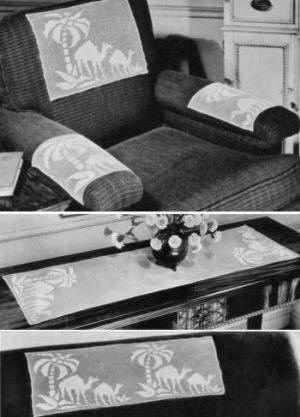 Desert Scene Chair Set & Runner Filet Crochet Pattern