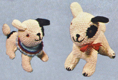Dog & Puppy with Black Patches Knitting Pattern