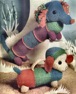 Dachshund Dog & Puppy Stuffed Toys Crochet Pattern