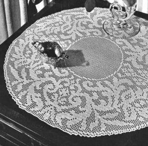 Baroque Centerpiece Doily Filet Crochet Pattern 22"
