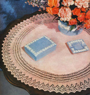 Mountain Pink Centerpiece Linen Doily Knitting Pattern 21"