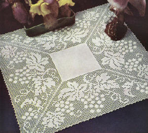 Grape Garden Centerpiece Doily Filet Crochet Pattern 22"