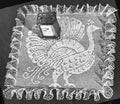 Peacock Square Ruffled Doily Filet Crochet Pattern 14"