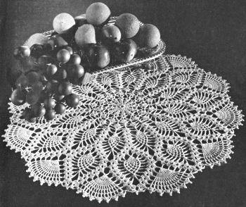 Pineapple Fan Centerpiece Doily Crochet Pattern 20-22"