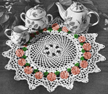 Rose Tea Doily Crochet Pattern 15-17"