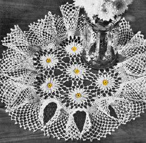 Daisy Ruffle Doily Crochet Pattern 24"