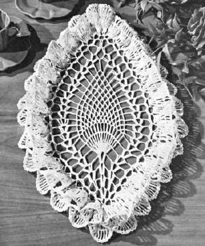 Oval Pineapple Ruffled Doily Crochet Pattern 19"