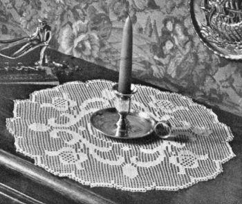Tulip & Scroll Flower Doily Filet Crochet Pattern 14.75"