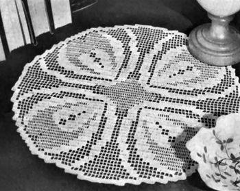 Heart's Ease Doily Filet Crochet Pattern 14"
