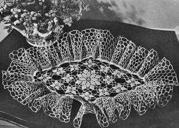 Oval Diamond Ruffled Doily Crochet Pattern 11x18"