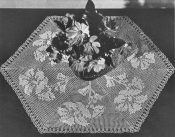 Flower Hexagon Doily Filet Crochet Pattern 19"