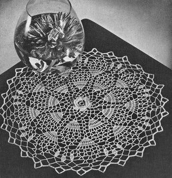 Mesh Doily with Flower Centre Crochet Pattern 11 1/2"