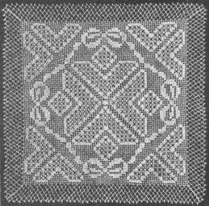 Square Doily with Bow Knot Filet Crochet Pattern 16"