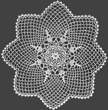Rose Centre Octagon Doily Irish Crochet Pattern 14"