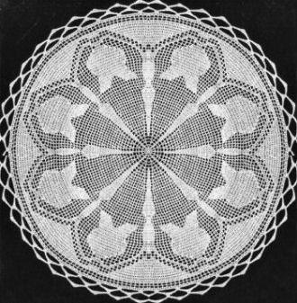 Round Filet Doily Filet Crochet Pattern 19"
