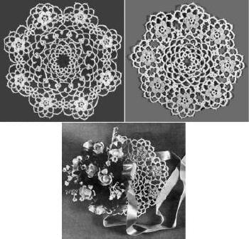 Wedding Roses Nosegay Doilies Tatting Pattern 6 & 7.5"