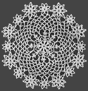 Doily with Beads Tatting Pattern 10.25"